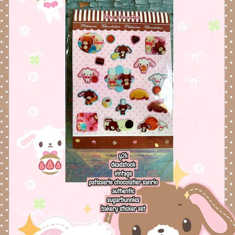 Y2K VINTAGE DEADSTOCK SUGARBUNNIES PATISSERIE CHOCOLATIER STICKER SET